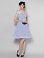 cheap Bridesmaid Dresses-A-Line V Neck Knee Length Chiffon / Sheer Lace Bridesmaid Dress with Lace by LAN TING BRIDE®