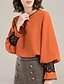 cheap Plus Size Tops-Women&#039;s Blouse Solid Colored V Neck Daily Holiday Lace Long Sleeve Tops Basic Gray Orange