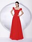 cheap The Wedding Store-Ball Gown / A-Line Bridesmaid Dress Off Shoulder Short Sleeve Elegant Floor Length Chiffon with Sash / Ribbon / Pleats 2022