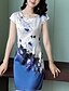 cheap Print Dresses-Women&#039;s Plus Size Daily Slim Shift Dress - Floral Print Summer Blue Red M L XL XXL