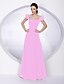 cheap The Wedding Store-Ball Gown / A-Line Bridesmaid Dress Off Shoulder Short Sleeve Elegant Floor Length Chiffon with Sash / Ribbon / Pleats 2022