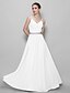 cheap Bridesmaid Dresses-A-Line Bridesmaid Dress Straps Sleeveless Open Back Floor Length Chiffon with Criss Cross