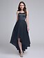 cheap Bridesmaid Dresses-A-Line Sweetheart Neckline Asymmetrical Satin / Tulle Bridesmaid Dress with Sash / Ribbon by LAN TING BRIDE®