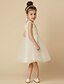 cheap Flower Girl Dresses-A-Line Knee Length Flower Girl Dress First Communion Cute Prom Dress Satin with Beading Fit 3-16 Years