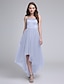 cheap Bridesmaid Dresses-A-Line Sweetheart Neckline Asymmetrical Satin / Tulle Bridesmaid Dress with Sash / Ribbon by LAN TING BRIDE®