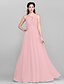 cheap Bridesmaid Dresses-A-Line Bridesmaid Dress Jewel Neck Sleeveless Elegant Floor Length Chiffon with Sash / Ribbon / Ruched / Draping