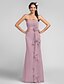 Χαμηλού Κόστους Φορέματα Παρανύμφων-Ίσια Γραμμή Φόρεμα Παρανύμφων Καρδιά Αμάνικο Λουλουδάτο Μακρύ Σιφόν με Που καλύπτει / Με διαδοχικές σούρες / Λουλούδι 2022