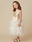 abordables Robes demoiselles d&#039;honneur-Princesse Mi-long Robe de Demoiselle d&#039;Honneur Fille Jolie robe de bal Satin avec Noeud(s) Ajustement 3-16 ans