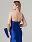 Χαμηλού Κόστους Βραδινά Φορέματα-Ίσια Γραμμή Κομψό Φόρεμα Επίσημο Βραδινό Ουρά μέτριου μήκους Αμάνικο Καρδιά Σατέν Φερμουάρ με Φιόγκος(οι) 2022
