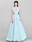 cheap Bridesmaid Dresses-A-Line Bridesmaid Dress V Neck Sleeveless Open Back Floor Length Chiffon with Sash / Ribbon / Bow(s) / Side Draping