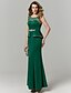 cheap Evening Dresses-Mermaid / Trumpet Open Back Formal Evening Dress Illusion Neck Sleeveless Floor Length Satin Tulle with Sash / Ribbon Crystals 2020