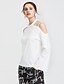 Χαμηλού Κόστους Μπλουζάκια Μεγάλου Μεγέθους-Γυναικεία Μπλουζάκι Μονόχρωμο Ώμοι Έξω Λευκό Καθημερινά Εξόδου Ρούχα Βαμβάκι / Χειμώνας / Μακρυμάνικο