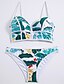 cheap Bikinis-Women&#039;s Bikini Swimsuit Print Floral Strap Swimwear Bathing Suits White