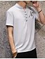 baratos Camisas para Homem-Men&#039;s Letter Print Shirt - Linen Chinoiserie Daily Holiday Standing Collar White / Light gray / Navy Blue / Spring / Summer / Short Sleeve