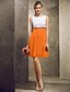 cheap Bridesmaid Dresses-A-Line Bateau Neck Short / Mini Chiffon Bridesmaid Dress with Pleats by LAN TING BRIDE®