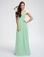 cheap Bridesmaid Dresses-Sheath / Column Straps Floor Length Chiffon Bridesmaid Dress with Sash / Ribbon / Criss Cross / Ruched