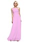 cheap Bridesmaid Dresses-Ball Gown Notched Floor Length Chiffon Bridesmaid Dress with Beading / Flower by LAN TING BRIDE®