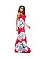 cheap Women&#039;s Dresses-Women&#039;s Daily Holiday Maxi Loose Dress Print Blue Red M L XL