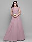 cheap Bridesmaid Dresses-Sheath / Column V Neck Floor Length Chiffon Bridesmaid Dress with Criss Cross by LAN TING BRIDE®