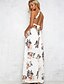 cheap Women&#039;s Dresses-Women&#039;s Maxi Dress - Sleeveless Floral Backless Print Summer Strap Holiday Floral White S M L XL