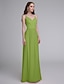 cheap Bridesmaid Dresses-Sheath / Column Spaghetti Strap Floor Length Chiffon Bridesmaid Dress with Lace by LAN TING BRIDE®