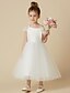 cheap Flower Girl Dresses-A-Line Knee Length Flower Girl Dress First Communion Cute Prom Dress Lace with Sash / Ribbon Fit 3-16 Years