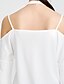 זול גופיות במידות גדולות-בגדי ריקוד נשים חולצה קצרה אחיד סירה מתחת לכתפיים לבן יומי ליציאה ביגוד כותנה / חורף / שרוול ארוך