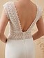 baratos Vestidos de Casamento-Salão Vestidos de noiva Cauda Corte Linha A Alças Decote V Chiffon Com Renda 2023 Inverno Vestidos de noiva