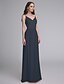 cheap Bridesmaid Dresses-Sheath / Column Spaghetti Strap Floor Length Chiffon Bridesmaid Dress with Lace by LAN TING BRIDE®