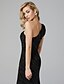 cheap Evening Dresses-Sheath / Column Celebrity Style Formal Evening Black Tie Gala Dress One Shoulder Short Sleeve Floor Length Charmeuse with Pleats Beading 2021