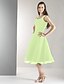 cheap Bridesmaid Dresses-A-Line Straps Knee Length Chiffon Bridesmaid Dress with Pleats