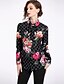 cheap Plus Size Tops-Women&#039;s Shirt Floral Shirt Collar Black Daily Clothing Apparel Streetwear / Winter / Long Sleeve