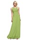 cheap Bridesmaid Dresses-Ball Gown Notched Floor Length Chiffon Bridesmaid Dress with Beading / Flower by LAN TING BRIDE®