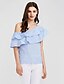 cheap Women&#039;s Blouses &amp; Shirts-Women&#039;s Striped Shirt Sophisticated Party Going out Off Shoulder Blue / Blushing Pink
