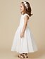 זול שמלות לילדות פרחים-נסיכה באורך  הברך שמלה לנערת הפרחים  יום הולדת שמלת נשף חמודה כותנה עם קפלים מתאים 3-16 שנים