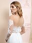 billige Brudekjoler-Mermaid / Trumpet Wedding Dresses Bateau Neck Court Train Chiffon Corded Lace Long Sleeve Romantic Sexy See-Through Backless Illusion Sleeve with Buttons Appliques 2022 / Royal Style