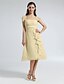 cheap Bridesmaid Dresses-A-Line Straps Knee Length Chiffon Bridesmaid Dress with Draping / Ruffles by LAN TING BRIDE®