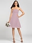 cheap Bridesmaid Dresses-A-Line Strapless Knee Length Chiffon Bridesmaid Dress with Appliques / Draping by LAN TING BRIDE®