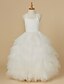 cheap Flower Girl Dresses-Ball Gown Ankle Length Flower Girl Dress Wedding Cute Prom Dress Lace with Bow(s) Fit 3-16 Years