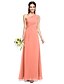 cheap Bridesmaid Dresses-Sheath / Column One Shoulder Floor Length Chiffon Bridesmaid Dress with Pleats / Side Draping