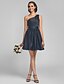 cheap Bridesmaid Dresses-Ball Gown / A-Line Bridesmaid Dress One Shoulder Sleeveless Short / Mini Satin with Side Draping