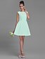 cheap The Wedding Store-A-Line Bridesmaid Dress Bateau Neck Sleeveless Short / Mini Satin with Bow(s)