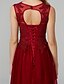 cheap Evening Dresses-A-Line Elegant Holiday Cocktail Party Formal Evening Dress Jewel Neck Sleeveless Floor Length Tulle with Beading Appliques 2021