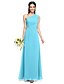 cheap Bridesmaid Dresses-Sheath / Column One Shoulder Floor Length Chiffon Bridesmaid Dress with Pleats / Side Draping