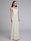 cheap Bridesmaid Dresses-Sheath / Column Spaghetti Strap Floor Length Chiffon Bridesmaid Dress with Lace by LAN TING BRIDE®