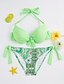 cheap Women&#039;s Swimwear-Women&#039;s Swimwear Bikini Swimsuit Print Floral Green Watermelon Fuchsia Blue Beige Halter Neck Bathing Suits Floral / Padded Bras