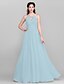 cheap Bridesmaid Dresses-A-Line Bridesmaid Dress Jewel Neck Sleeveless Elegant Floor Length Chiffon with Sash / Ribbon / Ruched / Draping