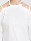 abordables Tops de tallas grandes-Mujer Camiseta Color sólido Hombros Caídos Blanco Diario Noche Ropa Algodón / Invierno / Manga Larga