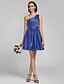 cheap Bridesmaid Dresses-Ball Gown / A-Line Bridesmaid Dress One Shoulder Sleeveless Short / Mini Satin with Side Draping