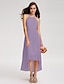 cheap Bridesmaid Dresses-A-Line Bridesmaid Dress Spaghetti Strap Sleeveless Open Back Asymmetrical Georgette with Ruched